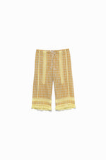 Plaid voile cropped pants