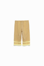 Plaid voile cropped pants