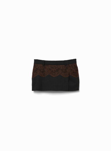 Suiting Lace Waist Mini Skirt