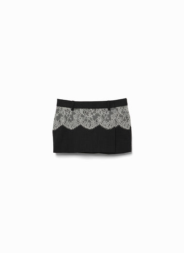 Suiting Lace Waist Mini Skirt