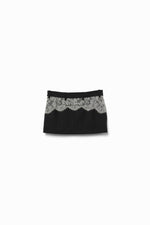 Suiting Lace Waist Mini Skirt