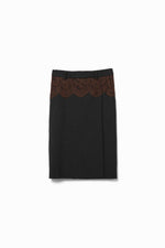 Suiting Lace Waist Midi Skirt