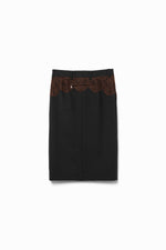 Suiting Lace Waist Midi Skirt